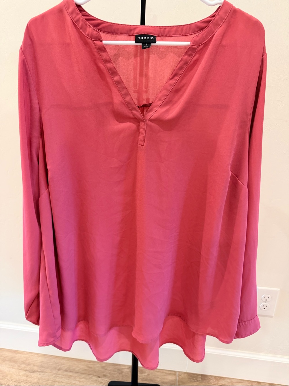 Torrid Rose Pink Georgette V-Neck High-Low Blouse 2